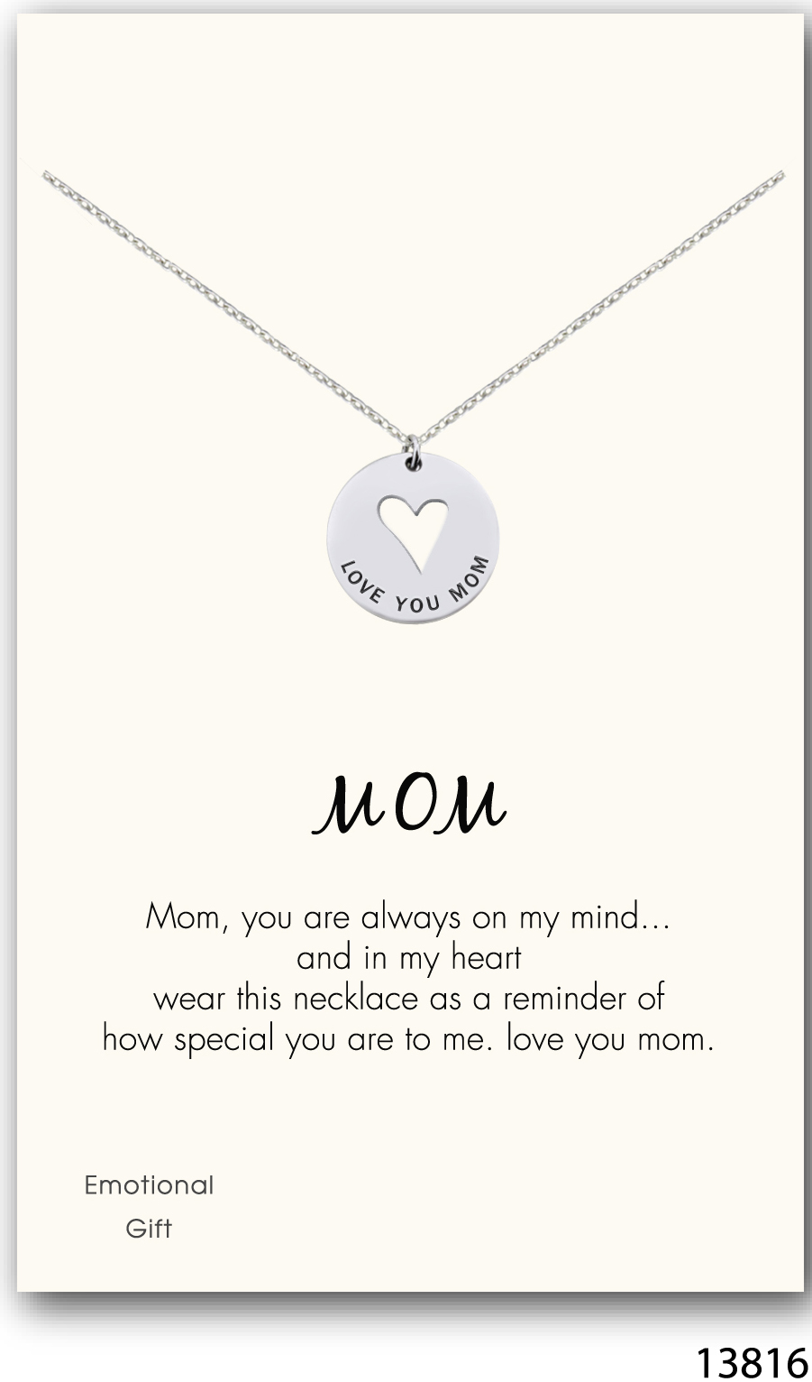 Love you mom silver pendant